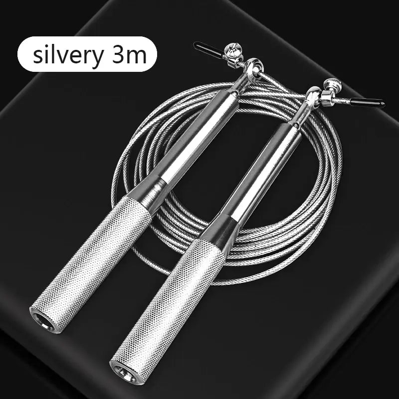 High-Speed Steel Wire Jump Rope – Adjustable Aluminum Handles, Black, with Carry Bag