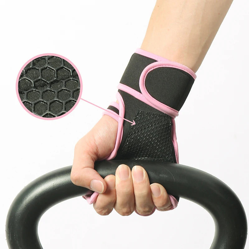 Pink Workout Gloves With Wrist Wraps