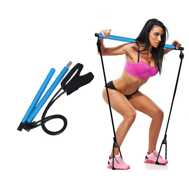 Portable Pilates Bar with Resistance Bands – Home Gym & Full-Body Workout Tool