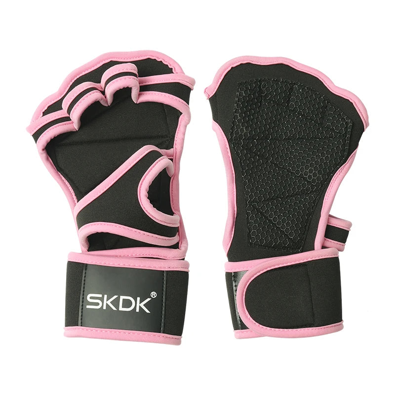 Pink Workout Gloves With Wrist Wraps