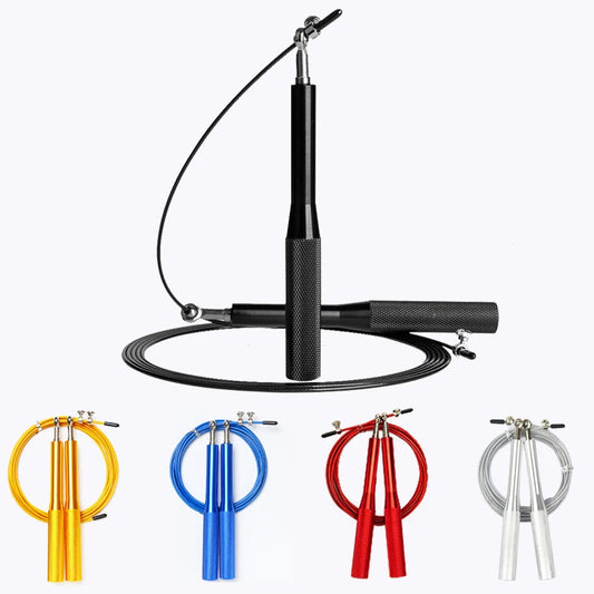 High-Speed Steel Wire Jump Rope – Adjustable Aluminum Handles, Black, with Carry Bag