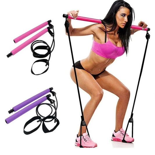 Portable Pilates Bar with Resistance Bands – Home Gym & Full-Body Workout Tool